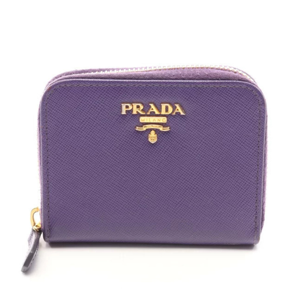 Prada coin case Wallet Leather Purple